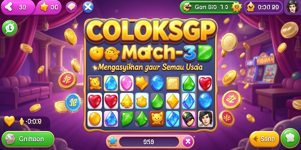Tampilan gameplay COLOKSGP yang seru dalam genre Match-3.