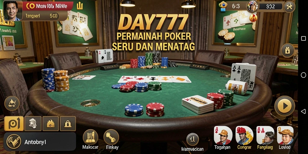 Screenshot menunjukkan pemain asyik bermain permainan Poker.