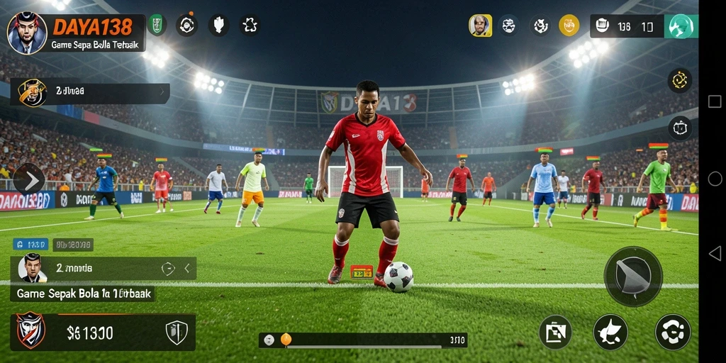 Screenshot DAYA138 menampilkan aksi seru gameplay sepak bola.