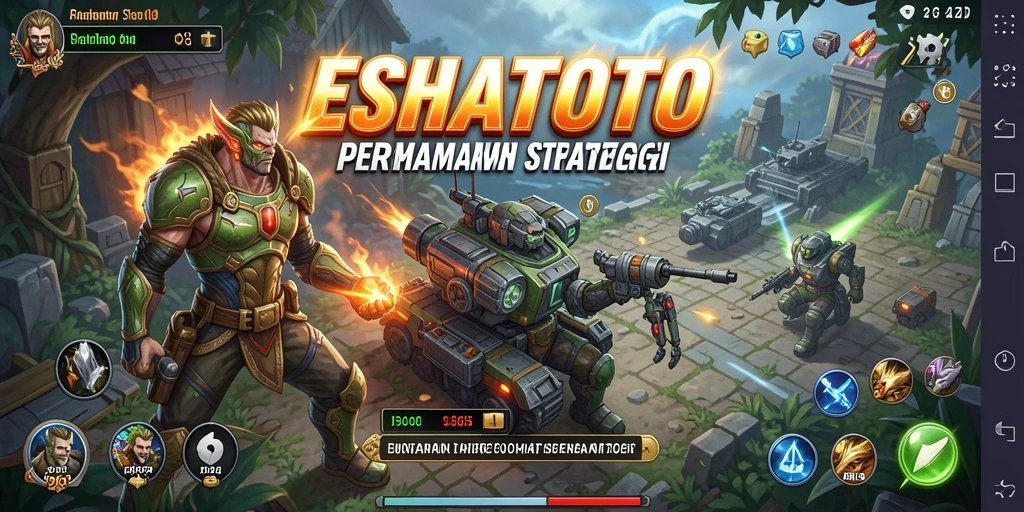 Tangkapan layar utama ESHATOTO menampilkan aksi strategi yang intens.