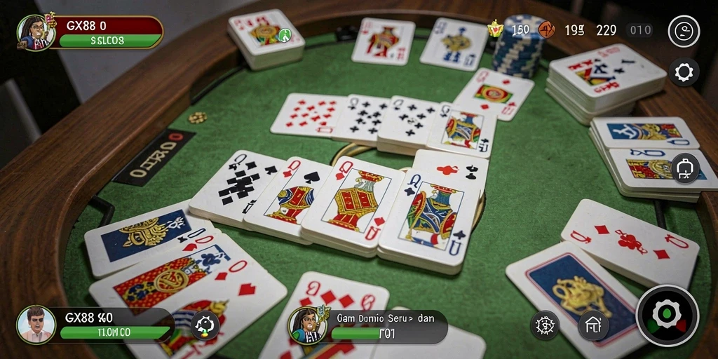 Screenshot GX88 menampilkan momen seru dalam permainan Domino.
