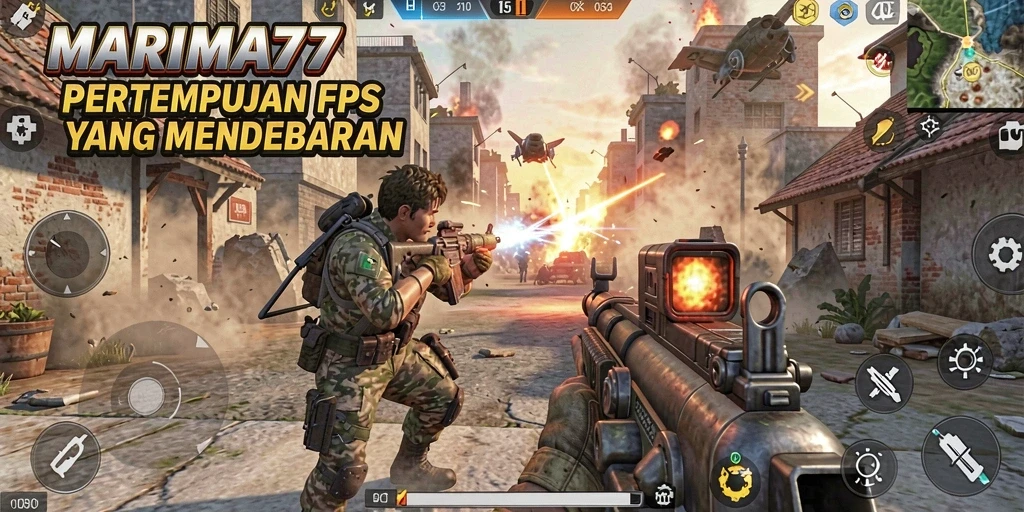 Tampilan gameplay seru dari MARIMA77 dengan aksi FPS yang intens.
