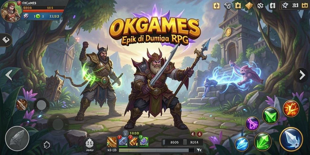 Tampilan gameplay OKGAMES yang menakjubkan dalam petualangan RPG.