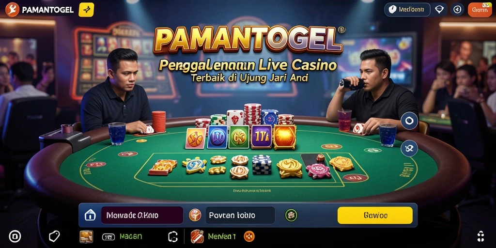 Screenshot gameplay Live Casino PAMANTOGEL dengan dealer dan pemain interaktif.