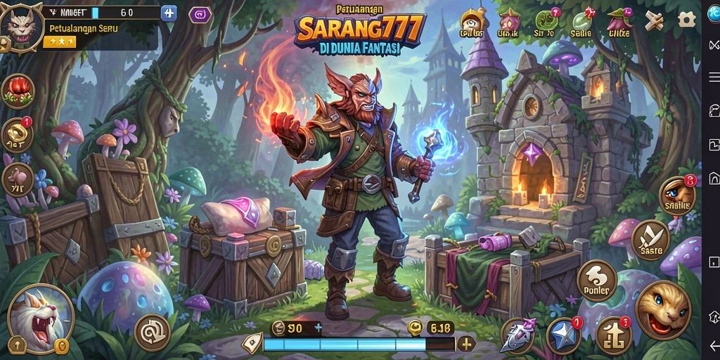 Tampilan screenshot permainan SARANG777 yang menunjukkan aksi seru petualangan.