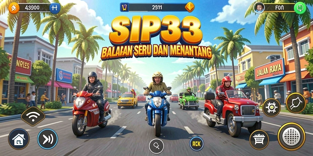 Gameplay balapan seru dengan mobil cepat.