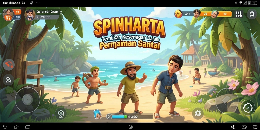 Tampilan gameplay SPINHARTA yang ceria dan menghibur.