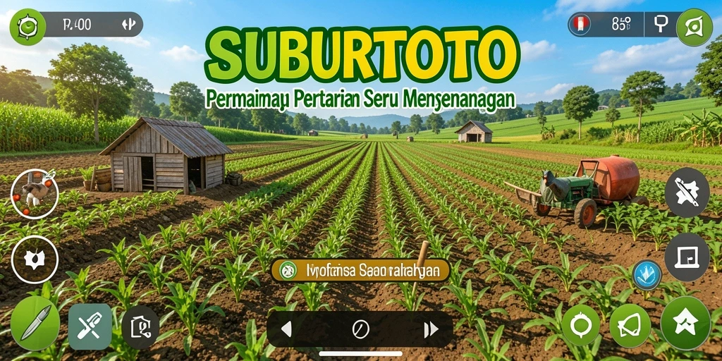 Tampilan gameplay SUBURTOTO dengan aktivitas bertani yang seru.