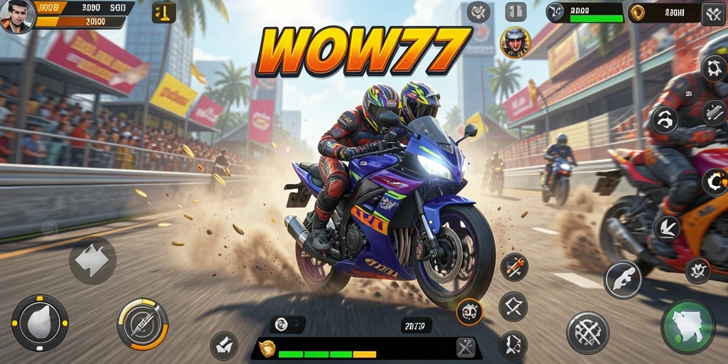 Tampilan gameplay menarik dari berbagai balapan motor di WOW77.